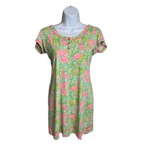 Lilly Pulitzer Women's Britton Flamingo Hot‎ Wings Print Dress Size S